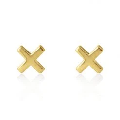 Linda Tahija Cross 14k Gold Plate Stud Earrings Accessories