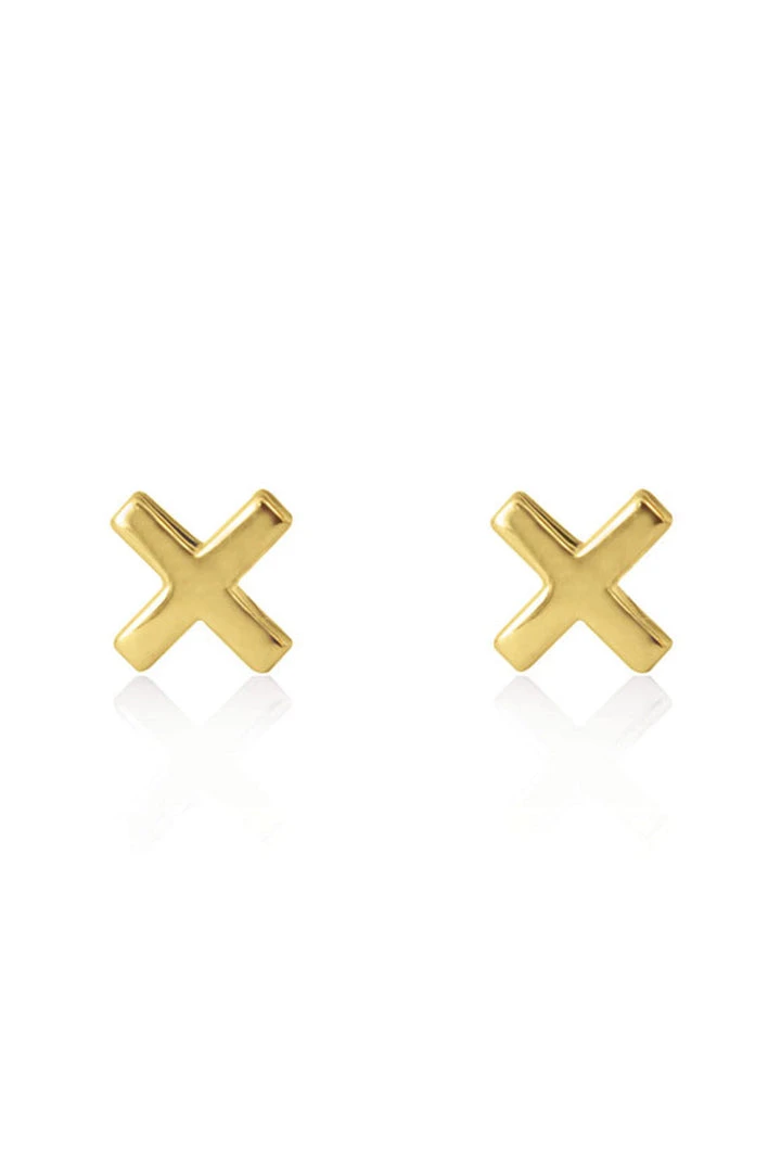 Linda Tahija Cross 14k Gold Plate Stud Earrings Accessories 3 Linda Tahija Cross 14k Gold Plate Stud Earrings Accessories