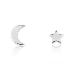 Linda Tahija Star + Moon St Silver Stud Earring Accessories