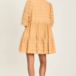 Harni Fashion Rosie Butterscotch Mid Sleeve Lace Mini Dress
