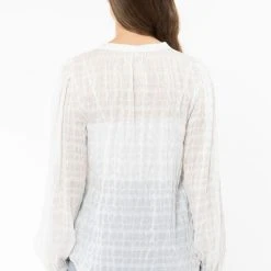 Seeking Lola Wholesome White Lurex Button Down Shirt Fashion