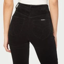 Rollas Eastcoast Flare Black Velvet Cord Pant