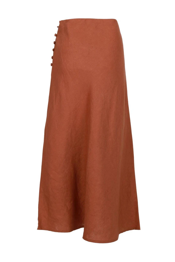 Among The Brave Fashion Utopia Spice Bias Linen Midi Skirt With Self Buttons 9 Among The Brave Fashion Utopia Spice Bias Linen Midi Skirt With Self Buttons