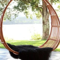 Home Lab Tibetan Lamb Fur Rug Black 60 X 90cm