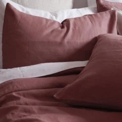 Home Lab 100% French Linen Duvet Cover Set Super King Chestnut Dusky Rose 7 Home Lab 100% French Linen Duvet Cover Set Super King Chestnut Dusky Rose