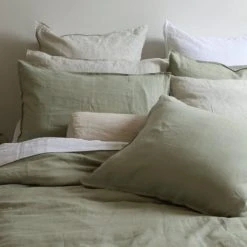 Home Lab 100% French Linen Duvet Cover Set Super King Sage