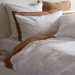 Home Lab Cushion, Throws & Linen 100% French Linen Duvet Cover Set King White