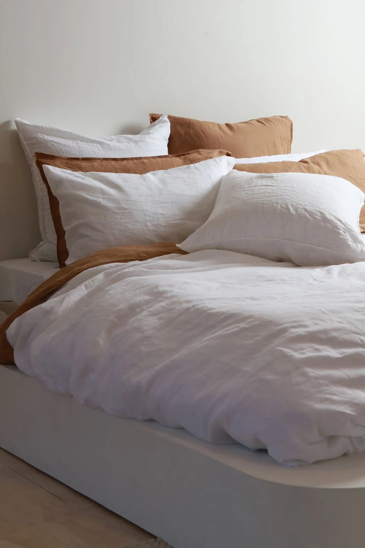 Home Lab Cushion, Throws & Linen 100% French Linen Duvet Cover Set Queen White 4 Home Lab Cushion, Throws & Linen 100% French Linen Duvet Cover Set Queen White