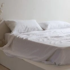 Home Lab 100% French Linen Sheet Set King White