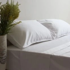 Home Lab 1000TC 100% Cotton Hotel Luxe Sheet Set Queen White Cushion, Throws & Linen