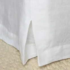 Home Lab Cushion, Throws & Linen 100% French Linen Bed Skirt Queen White