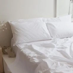 Home Lab 100% Stonewashed Cotton Sheet Set Queen White