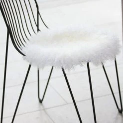 Home Lab Tibetan Lamb Fur Seat Warmer Ivory 4cm Dia