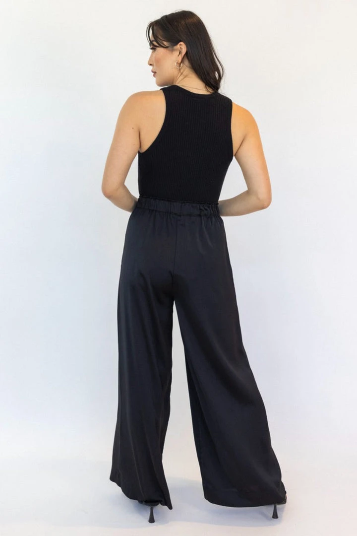 Among The Brave Super Luxe Black Elastic Waist Wide Leg Satin Pant Fashion 5 Among The Brave Super Luxe Black Elastic Waist Wide Leg Satin Pant Fashion