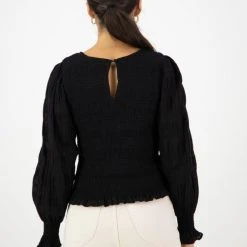 Ivy + Jack Fashion Lila Black Shirred Cotton LS Shirred Bodice Top 9 Ivy + Jack Fashion Lila Black Shirred Cotton LS Shirred Bodice Top