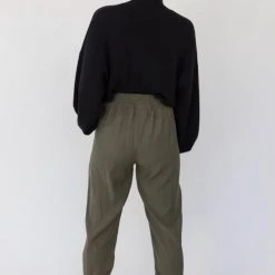 Among The Brave New Warrior Khaki Relaxed Drapey Drawstring Stretch Cuff Pant Fashion