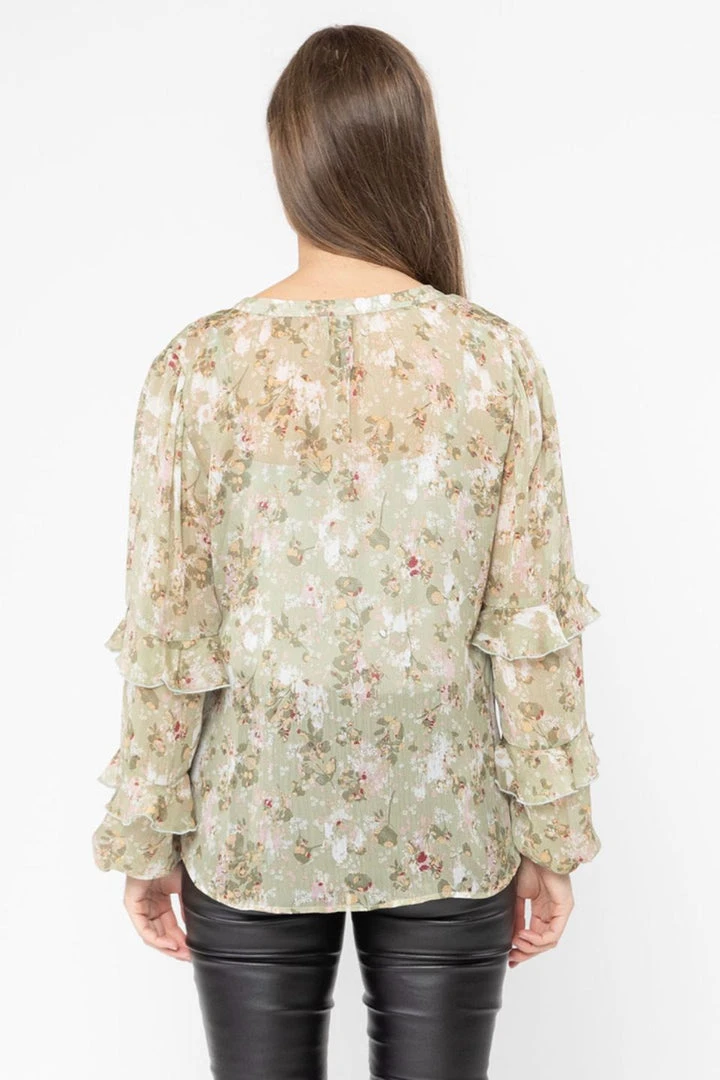 Seeking Lola Fashion Happily Ever After Sage Floral Frill LS Top 5 Seeking Lola Fashion Happily Ever After Sage Floral Frill LS Top