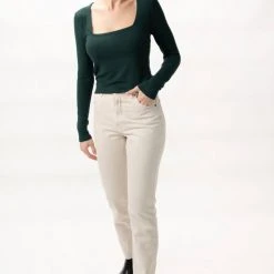 Among The Brave Fashion Dani Forest Square Neck LS Rib Top