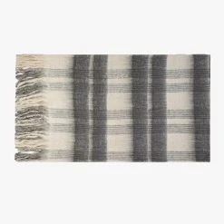 Kerridge Cushion, Throws & Linen Bliss Winter White And Charcoal Bumble Throw