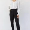 Among The Brave Essential Black Tapered Viscose Boyfriend Cuffed Pant Fashion