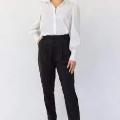 Flo & Frankie Sales Store 3 Among The Brave Essential Black Tapered Viscose Boyfriend Cuffed Pant Fashion