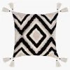 Kerridge Nomad Natural + Black Zigzag Corner Tassel Cushion 45x45cm