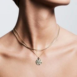 Pilgrim Nomad Double Chain Coin Pendant Necklace Gold