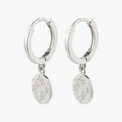 Pilgrim Nomad Coin Sleeper Earrings Silver