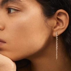 Pilgrim Accessories Belief Gold Crystal Dangling Stud Earrings