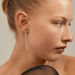 Pilgrim Belief Silver Crystal Dangling Stud Earrings