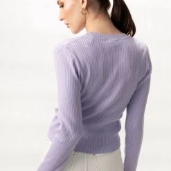Among The Brave Fashion Inspired Lilac LS Rib Knit Cropped Crew Neck Top 9 Among The Brave Fashion Inspired Lilac LS Rib Knit Cropped Crew Neck Top