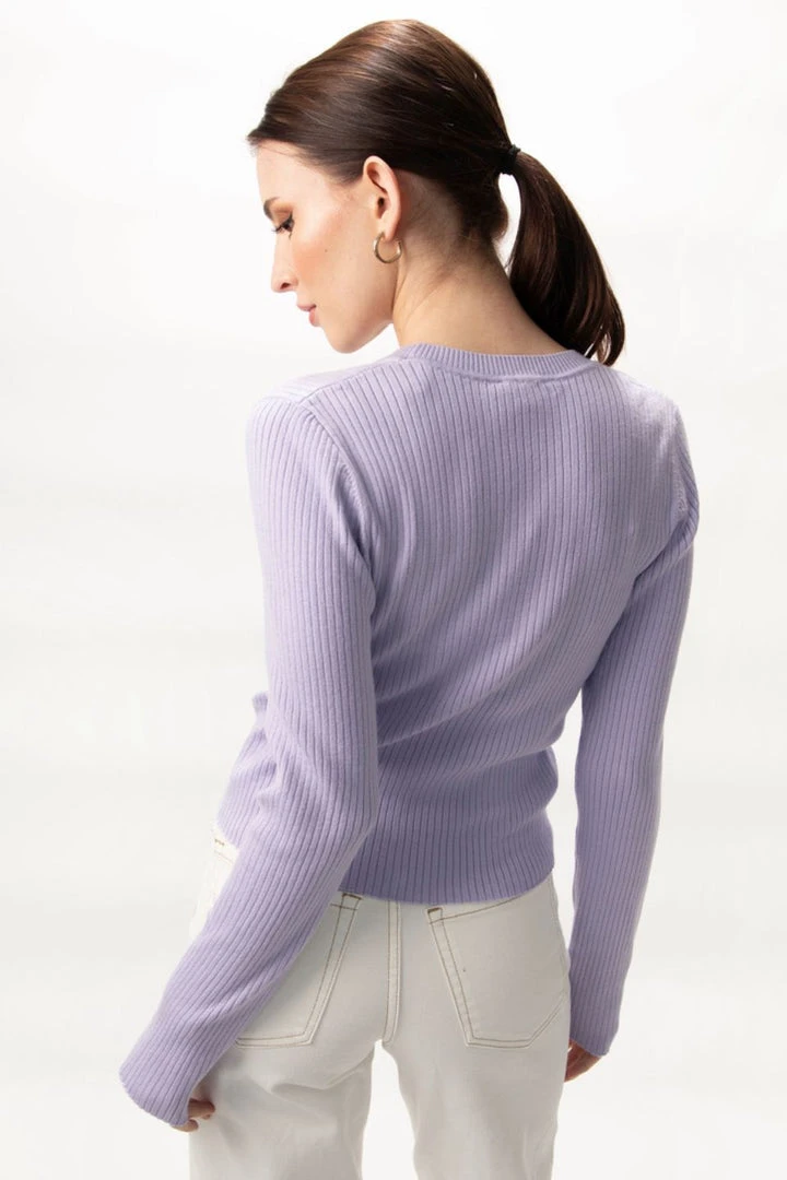 Among The Brave Fashion Inspired Lilac LS Rib Knit Cropped Crew Neck Top 5 Among The Brave Fashion Inspired Lilac LS Rib Knit Cropped Crew Neck Top