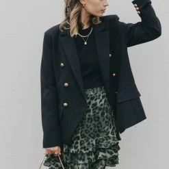 Ivy + Jack Fashion Darling Khaki Leopard Triple Frill Mini Skirt