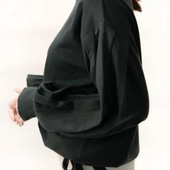 Among The Brave Taryn Deep Teal Slouchy Balloon Sleeve Tie Hem Knit Fashion