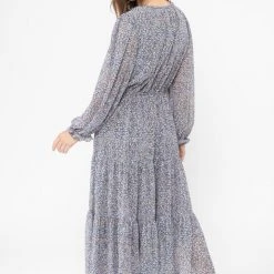 Seeking Lola Magical Blue Floral LS Tiered Maxi Dress