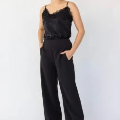 Among The Brave Instinct Black Soft Stretch Back Wide Leg Pant Fashion