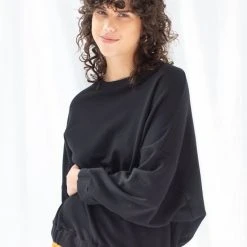 ReCreate Signal Elastic Waist Batwing Black Jumper