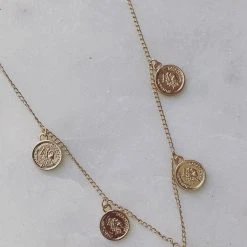 Flo Gives Back 15% To Women In Need 5 Coin Pendant Gold Necklace Accessories
