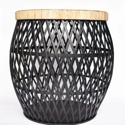 Robert Mark Diona Small Black Rattan Table Furniture