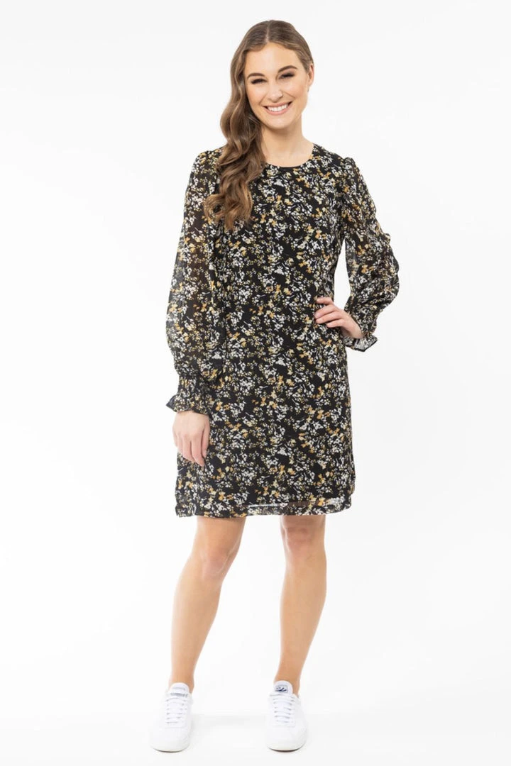 Seeking Lola Wanderer Black Floral LS Shift Dress 3 Seeking Lola Wanderer Black Floral LS Shift Dress