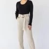 Among The Brave Fashion Pierre Sand Dune Soft Viscose Tapered Leg Belted Pant 2 Among The Brave Fashion Pierre Sand Dune Soft Viscose Tapered Leg Belted Pant
