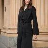 Birds Of A Feather Celine Black 100% Merino Wool Longline Coat Fashion