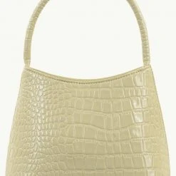 Brie Leon Chloe Top Handle Bone Baby Croc Bag Accessories