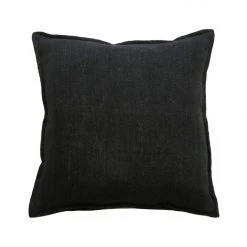 Mulberi Flaxmill Linen Cushion With Feather Inner Black 50x50cm Cushion, Throws & Linen