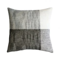 Mulberi Cushion, Throws & Linen Wilson Linen Cushion With Feather Inner Black White And Grey 50x50cm