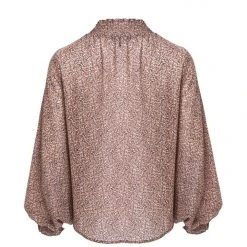 Among The Brave Embrace Rose Ditsy Leaf LS High Neck Shirred Top Fashion