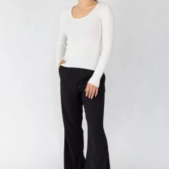 Ivy + Jack Radiant Ivory LS Rib Knit Crew Neck Top