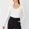 Ivy + Jack Radiant Ivory LS Rib Knit Crew Neck Top