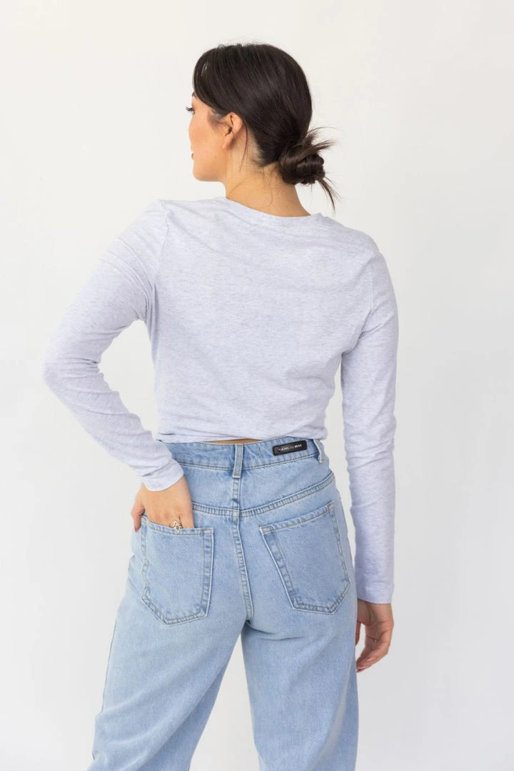 Among The Brave Dazed Snow Marle Twist Front LS Crop Top 4 Among The Brave Dazed Snow Marle Twist Front LS Crop Top