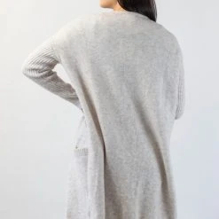 Among The Brave Fashion Secure Oat Longline Knit Cardigan With Pockets